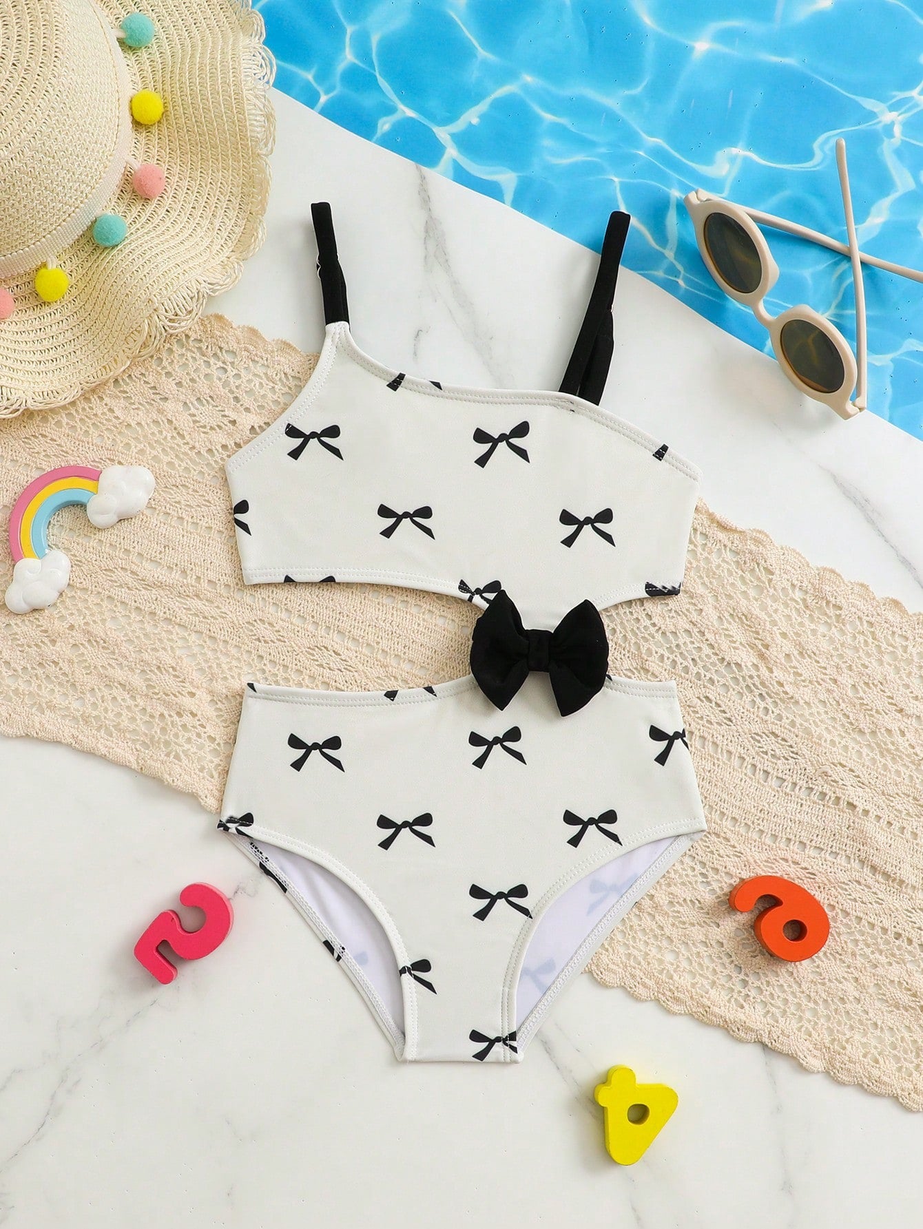 Off White Bow Swimsuit