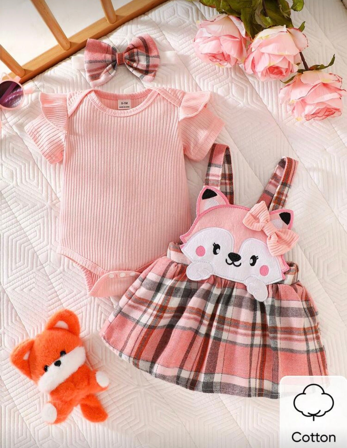 3 Pcs Set( Bodysuit & Dress & Headband )