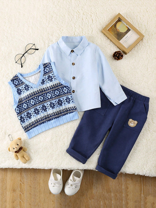 3 Pcs Set ( Shirt & Vest & Pants )