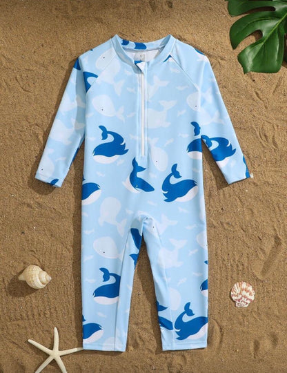 Blue Long Sleeve Swimsuit