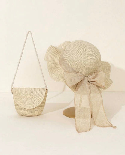 Beige Hat & Bag Set
