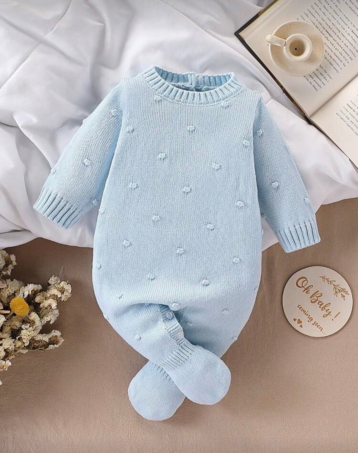 Baby Blue Knit Jumpsuit
