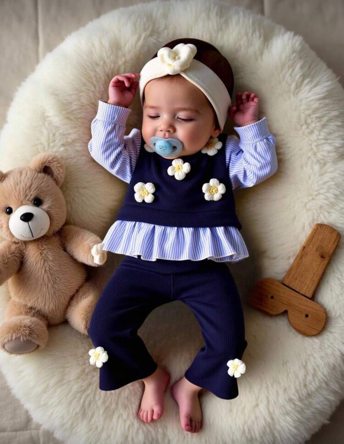 Navy 2 Pcs Set ( 2in1 Top & Pants )