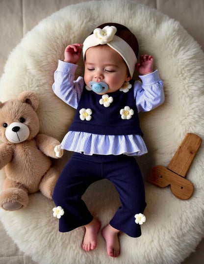 Navy 2 Pcs Set ( 2in1 Top & Pants )