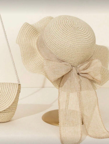 Beige Hat & Bag Set