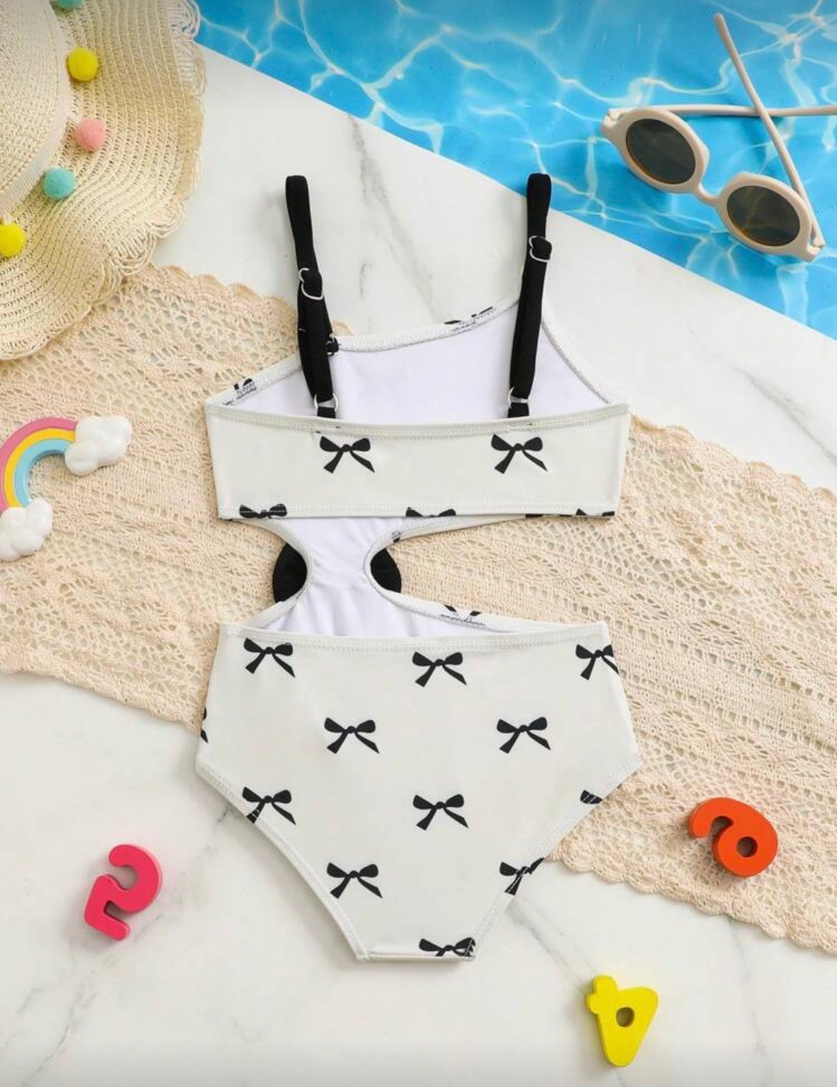Off White Bow Swimsuit