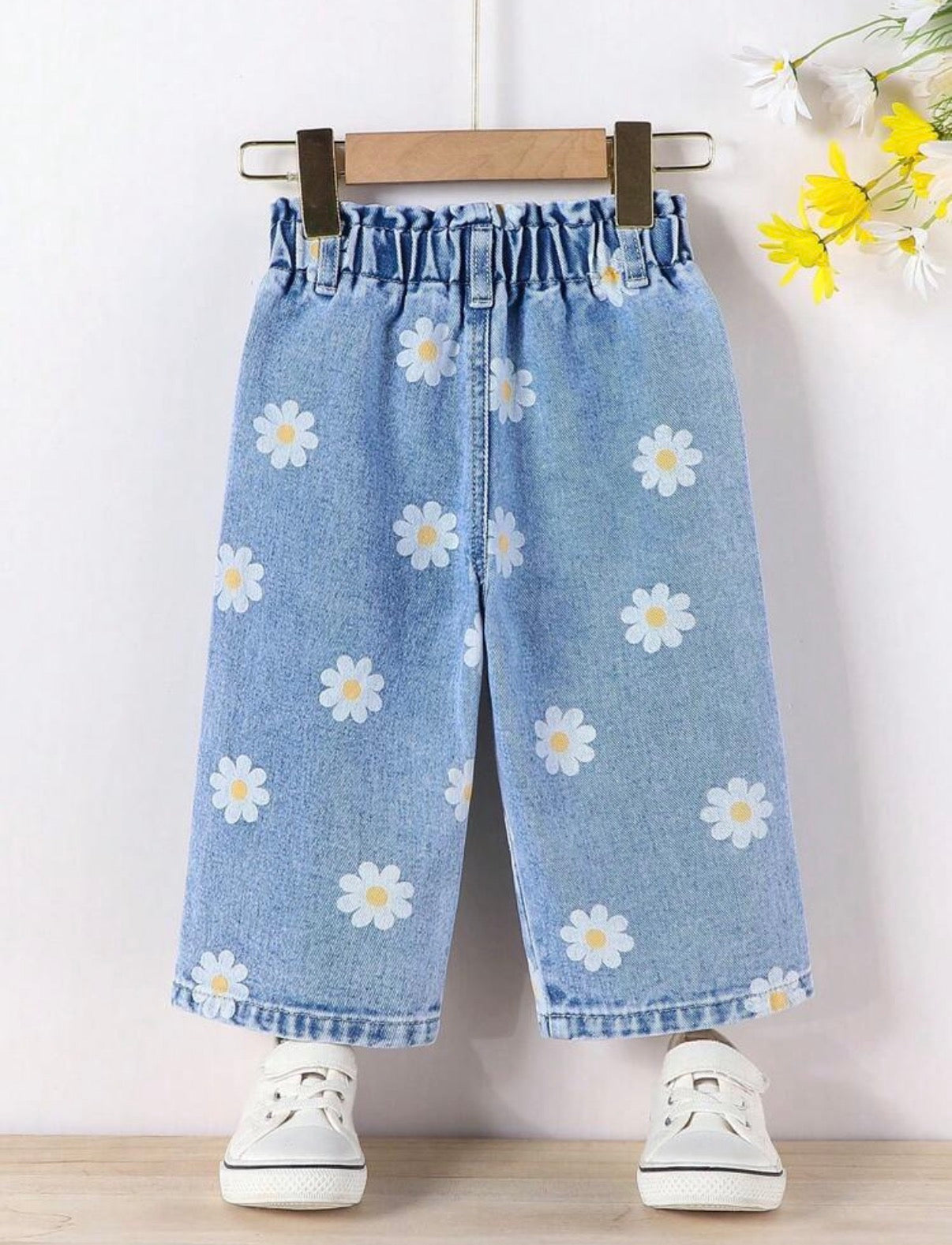 Wide Leg Floral Print Jeans