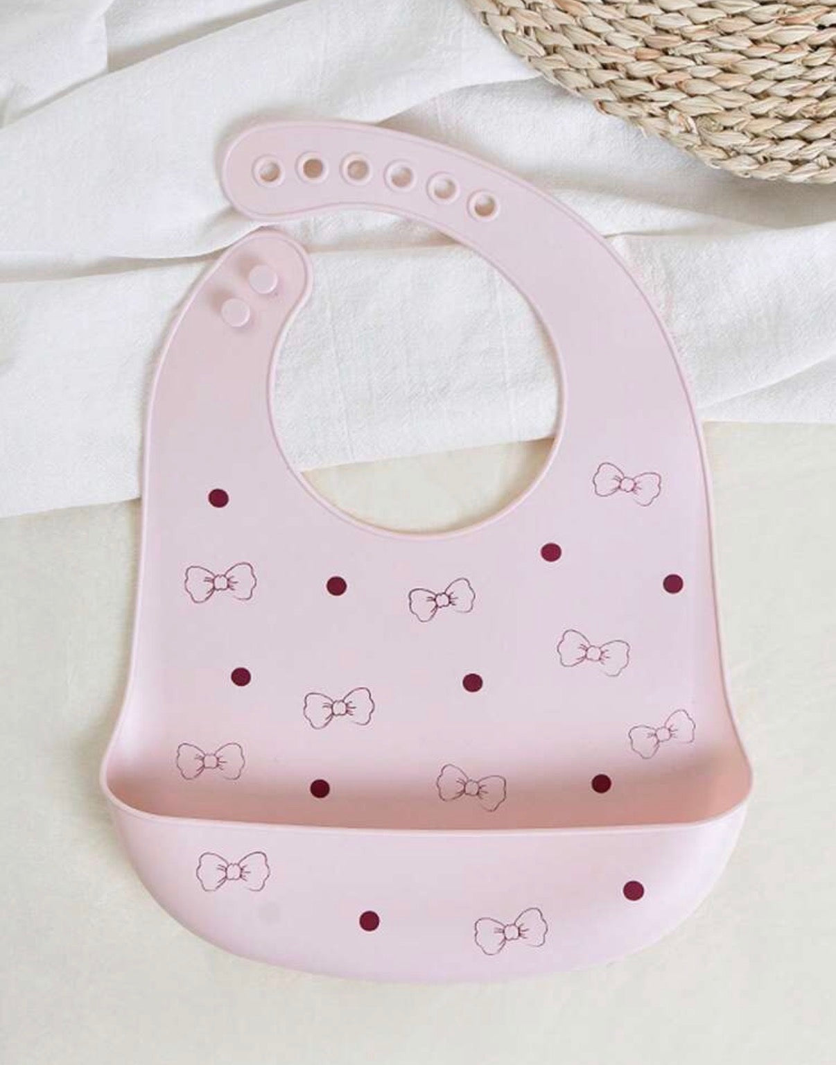 Pink Bow Silicon Bib