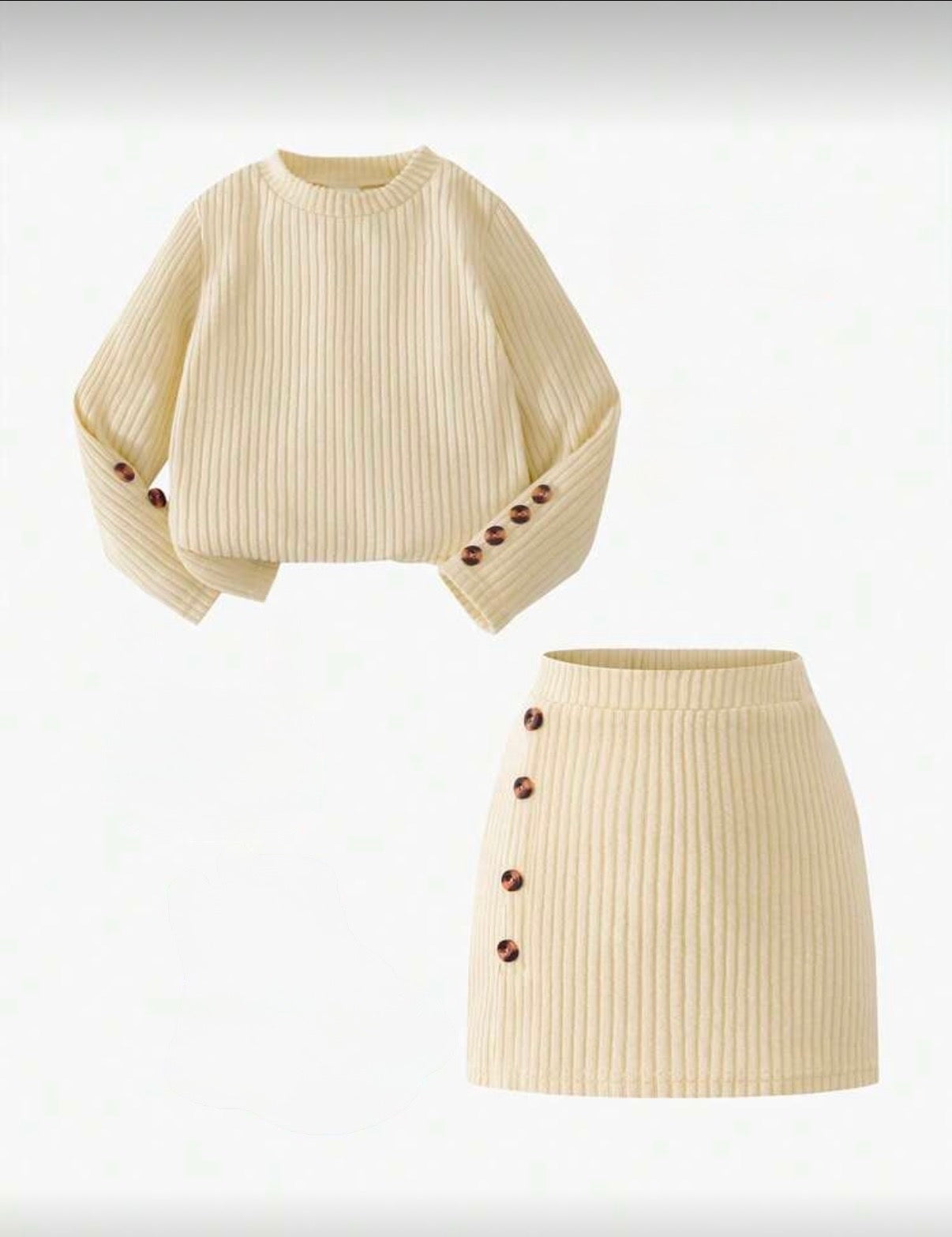 2 Pcs Beige Knit Ripped Set