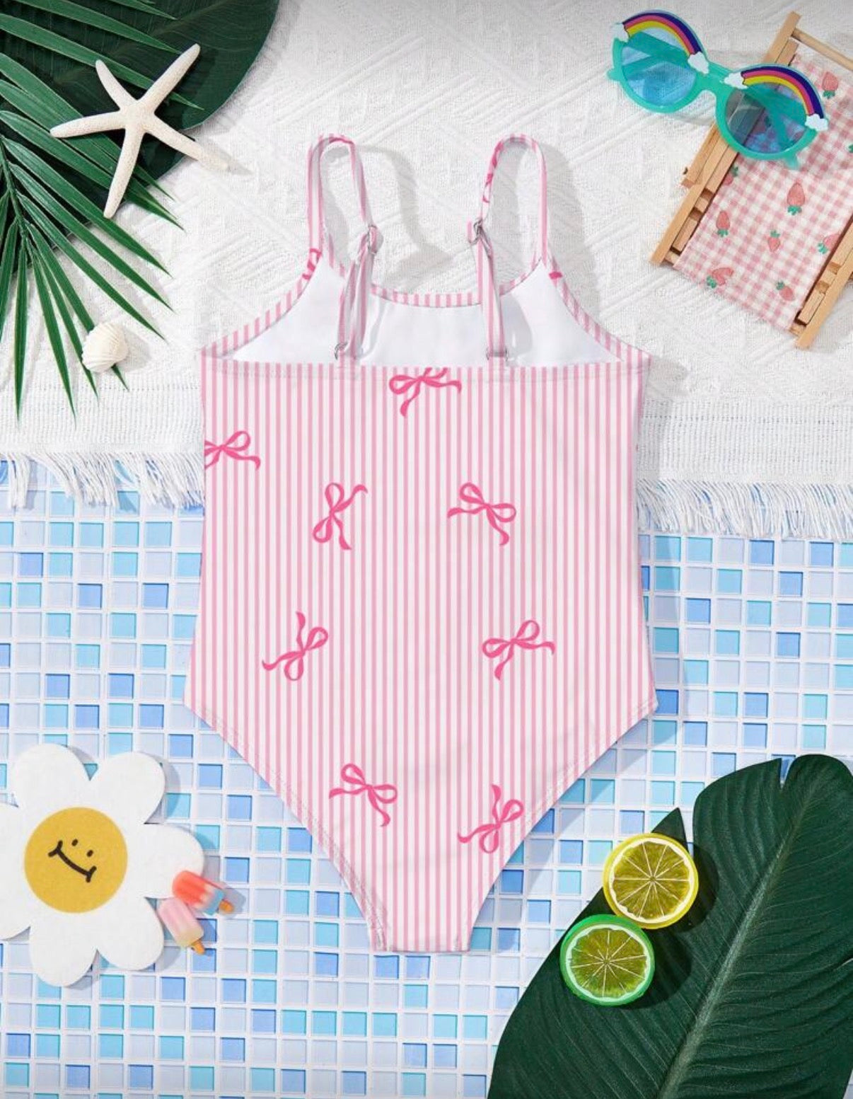 Striped Bow One Piece Swimsuit
