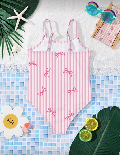 Striped Bow One Piece Swimsuit