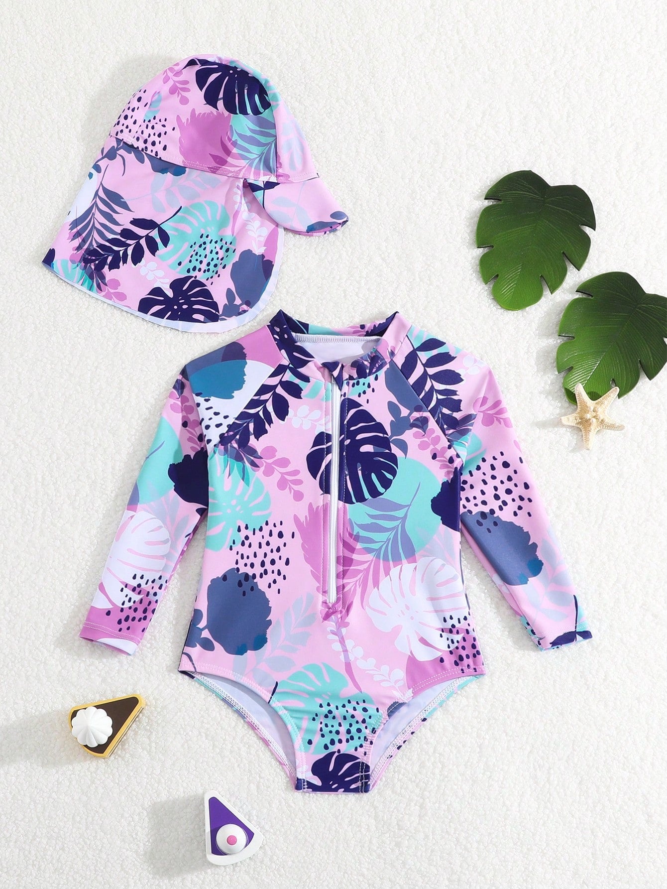 Printed Sleeved Swimsuit