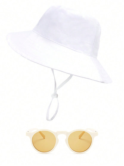 White Hat & Sunglasses Set