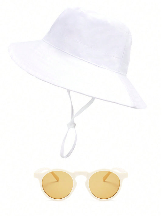 White Hat & Sunglasses Set