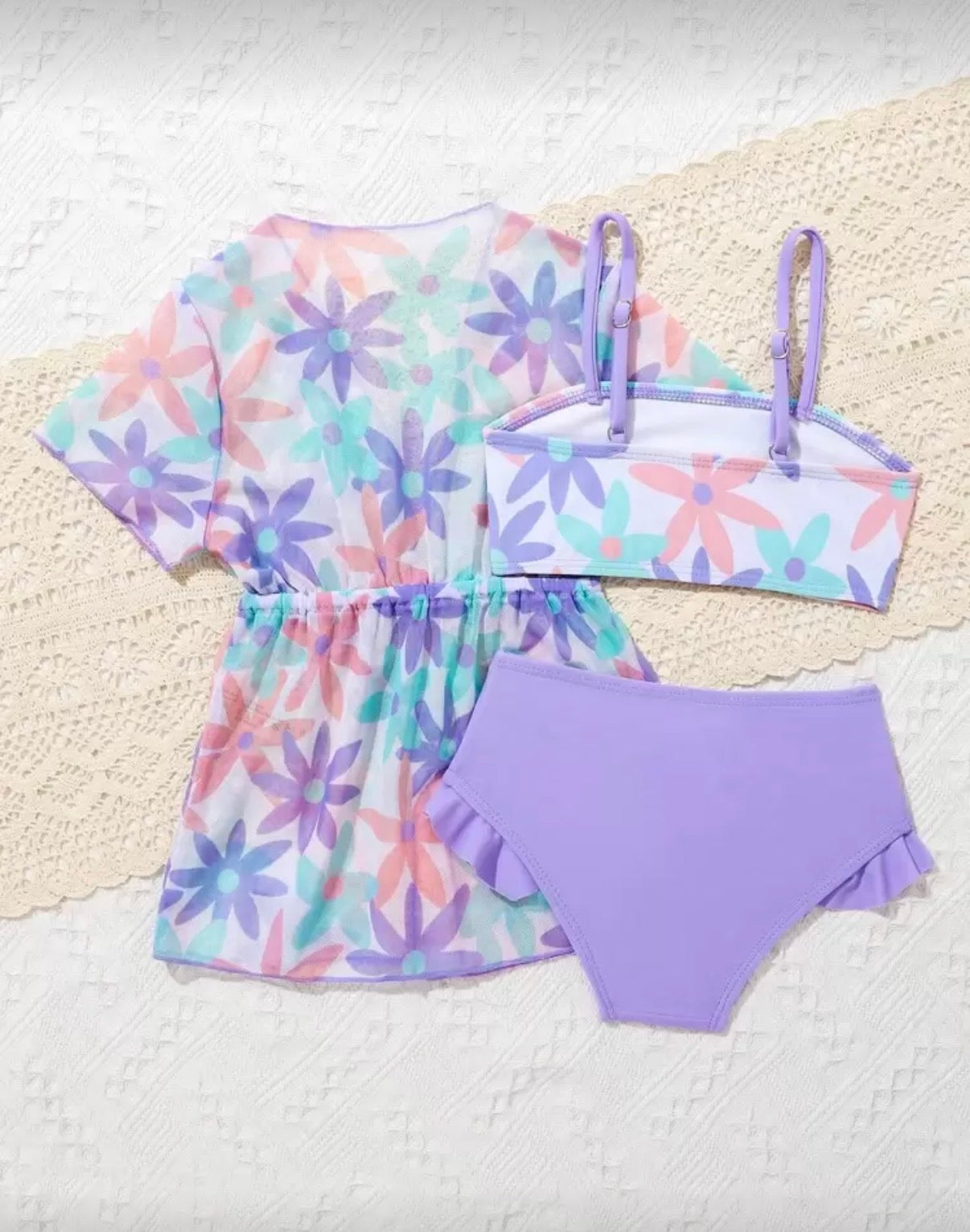 3 Pcs Swimsuit Set ( Bikini Set & Cover Up )