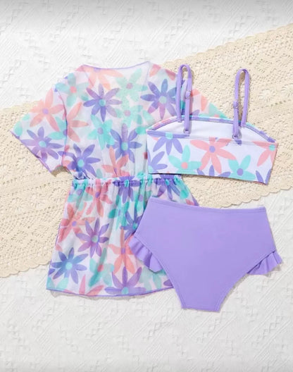 3 Pcs Swimsuit Set ( Bikini Set & Cover Up )