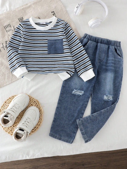 2 Pcs Set ( Sweatshirt & Jeans