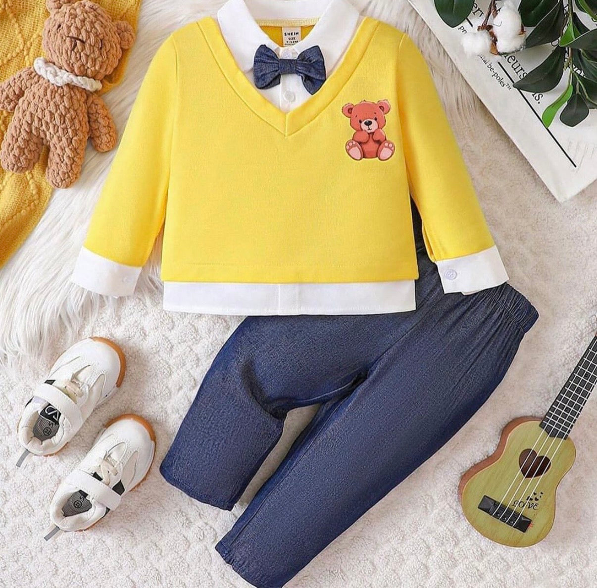 Yellow Set 2 Pcs 2 in 1 Shirt & Pants (Non Denim)