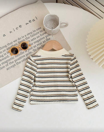 Apricot Striped Cropped T-Shirt