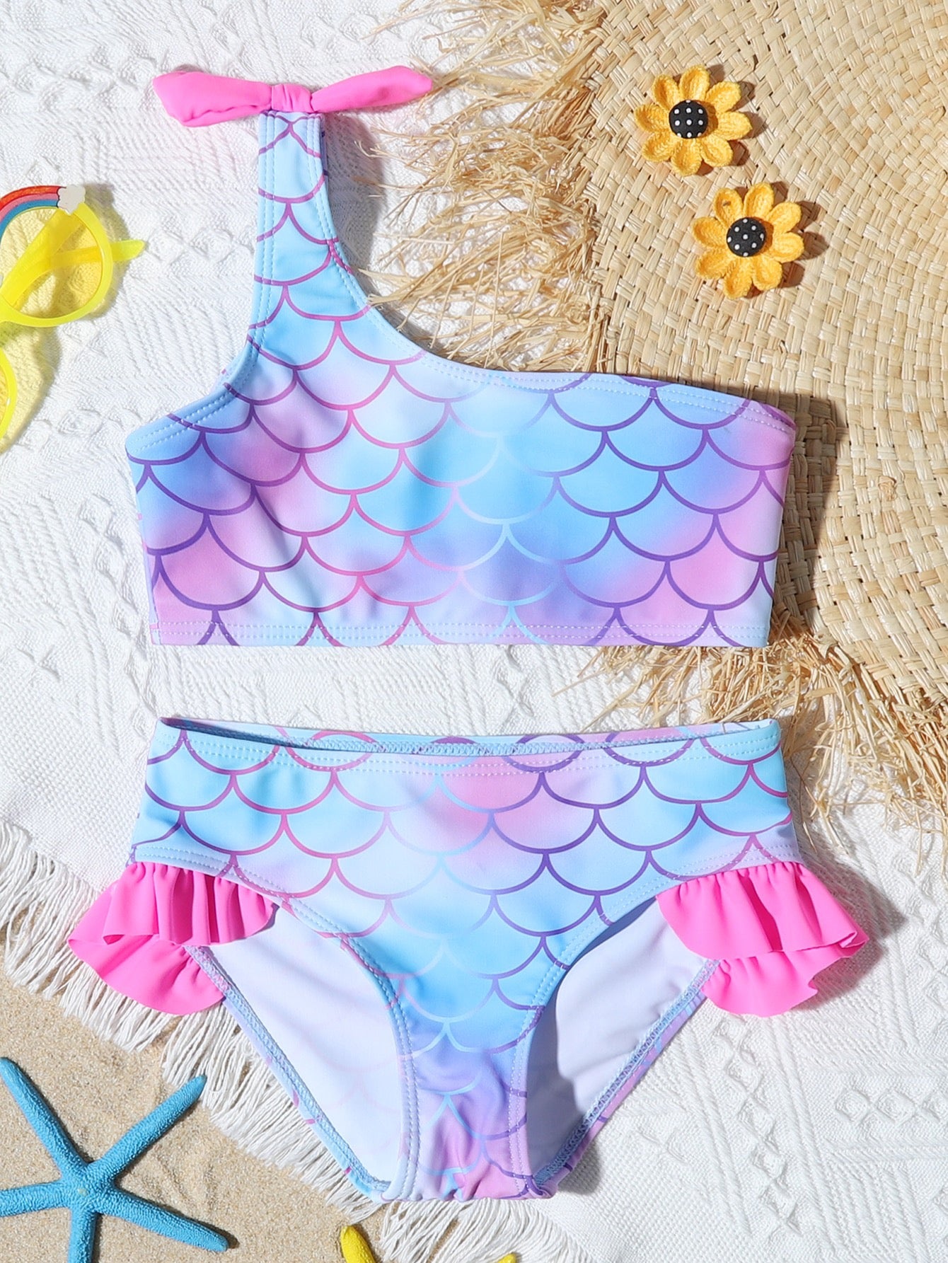 Fish One Shoulder Bikini Set