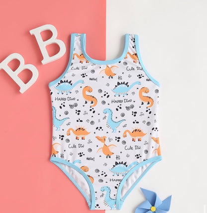 White Dinosaur One Piece Swimsuit