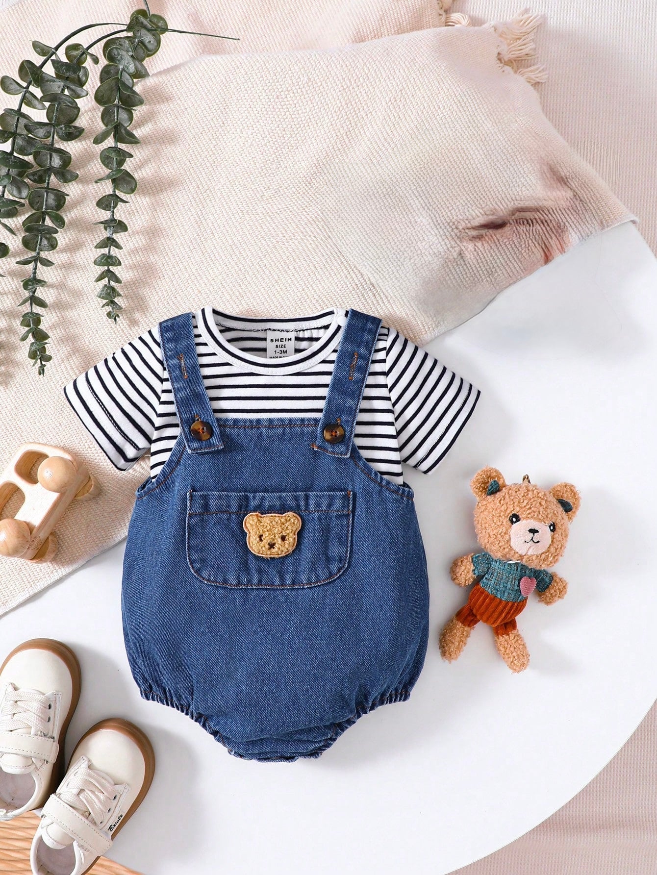 2 Pcs Set (Jeans Bodysuit & T-Shirt)