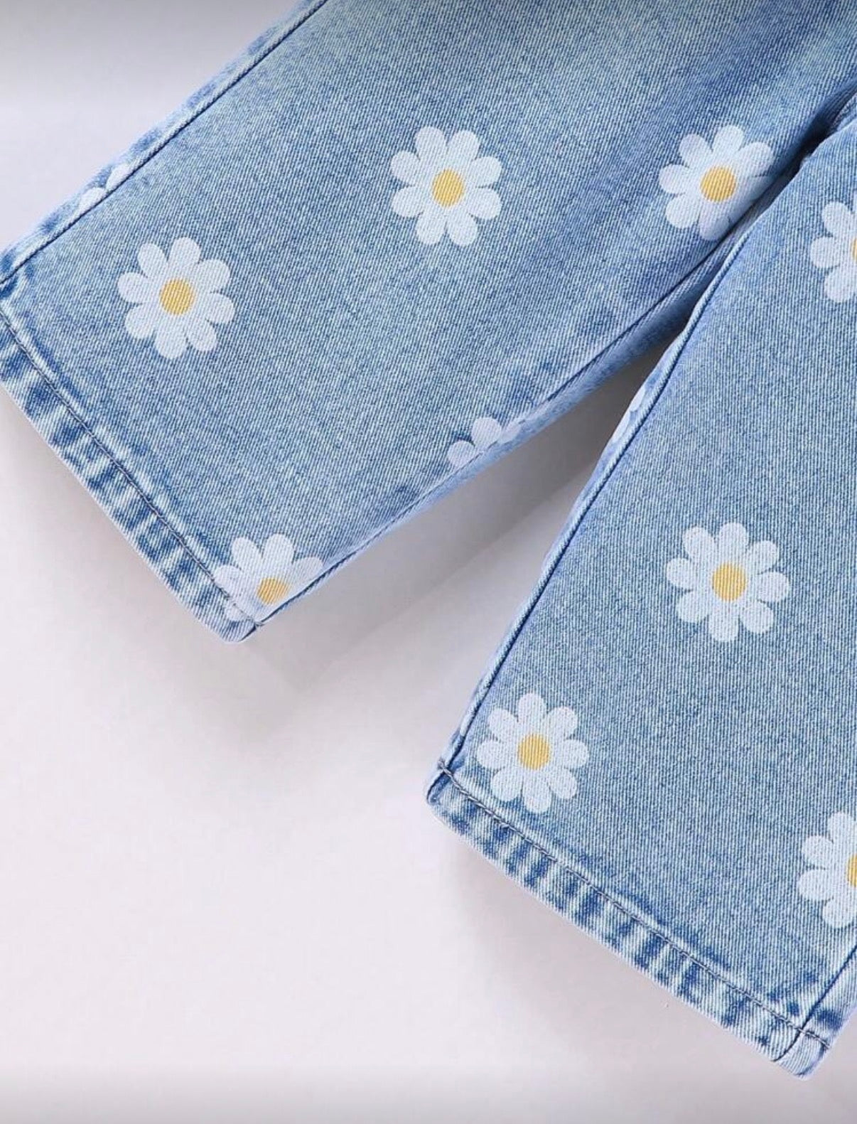 Wide Leg Floral Print Jeans