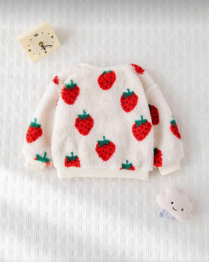 White Strawberry Thermal Sweatshirt