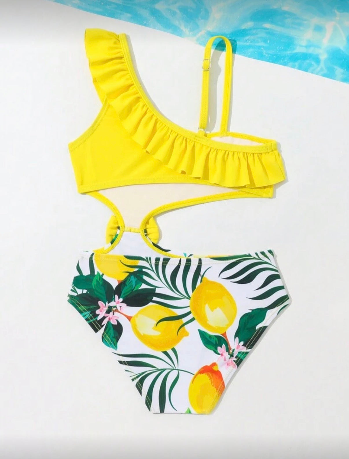 Yellow Printed One Piece Swimwear