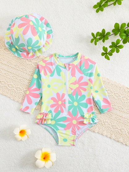 Floral Sleeved Swimsuit