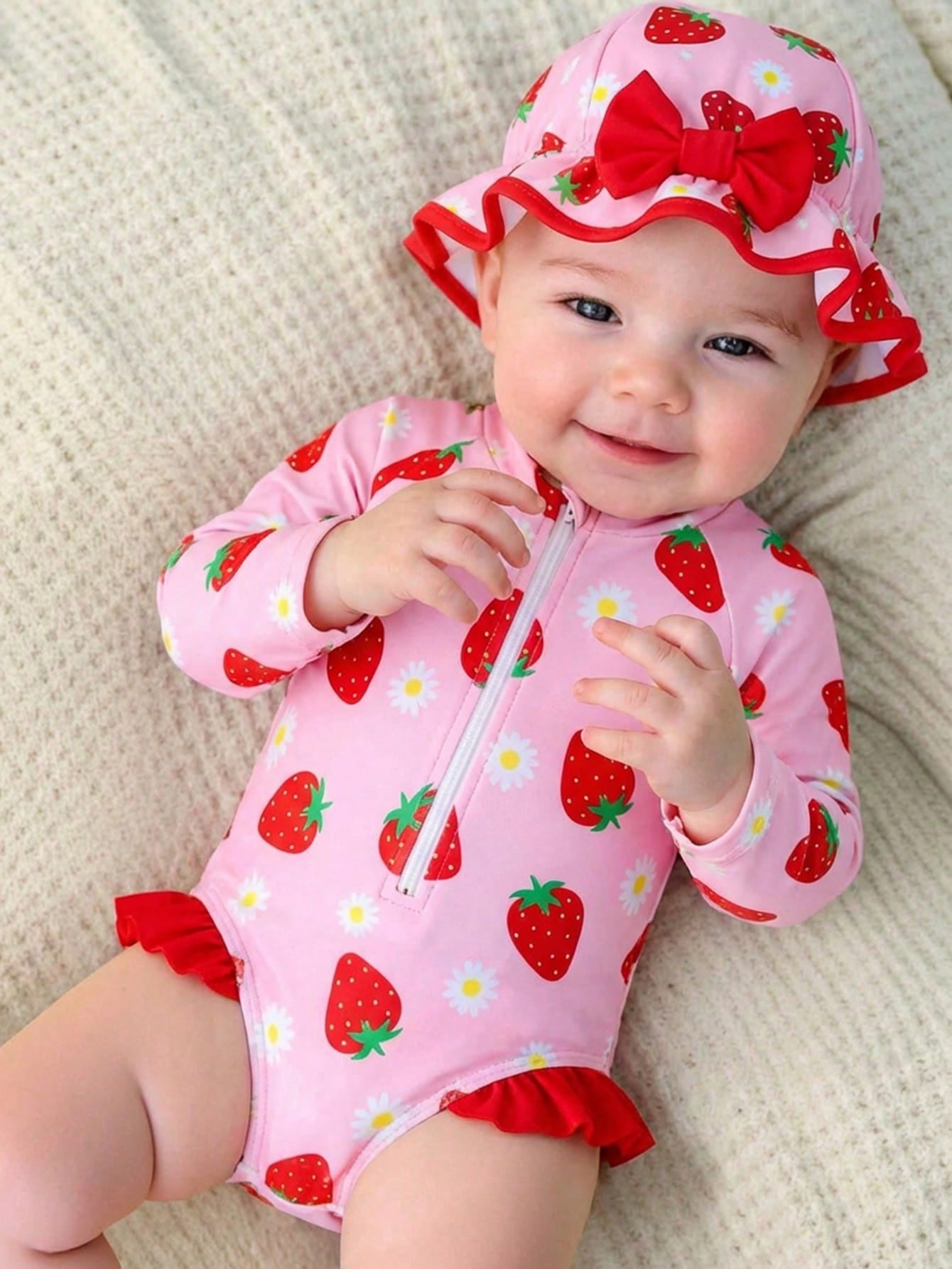 Strawberry Sleeved Swimsuit