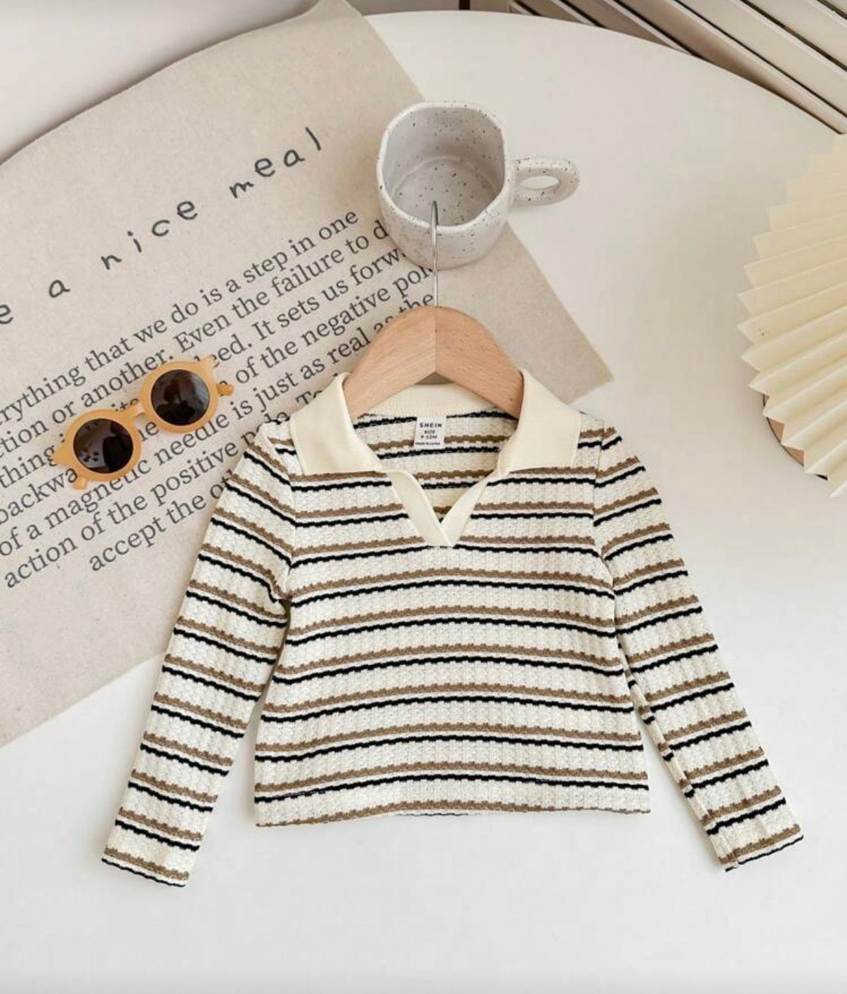 Apricot Striped Cropped T-Shirt