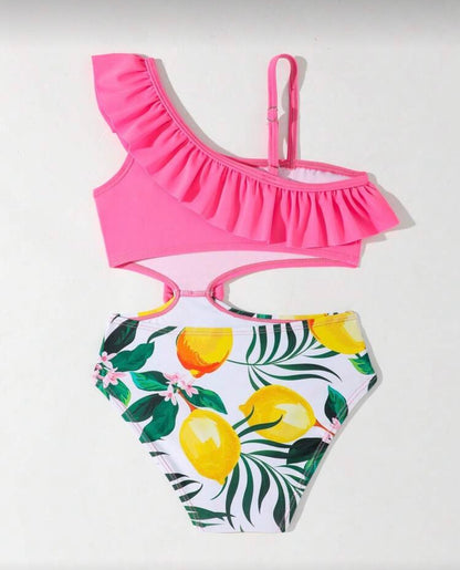 Pink Printed One Piece Swimwear