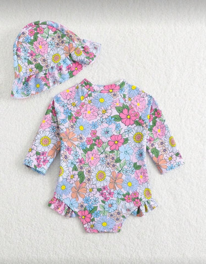 Long Sleeve Floral Swimsuit
