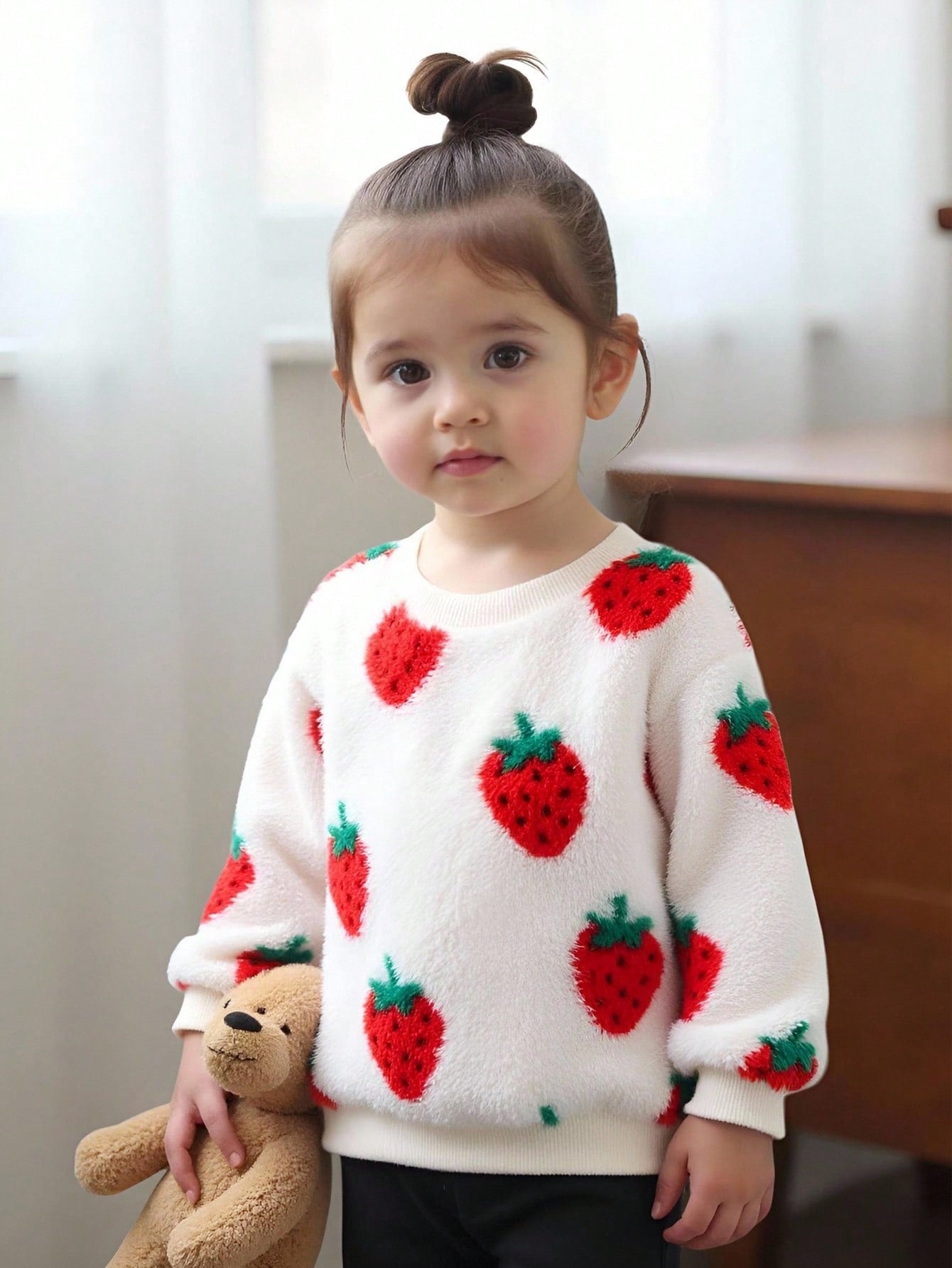 White Strawberry Thermal Sweatshirt