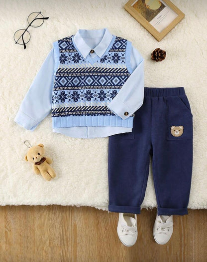 3 Pcs Set ( Shirt & Vest & Pants )