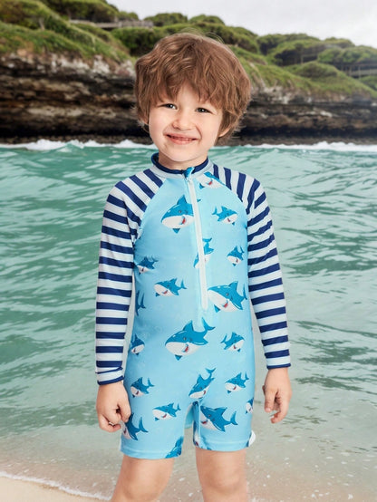 Shark One Piece Sleeved Swimsuit