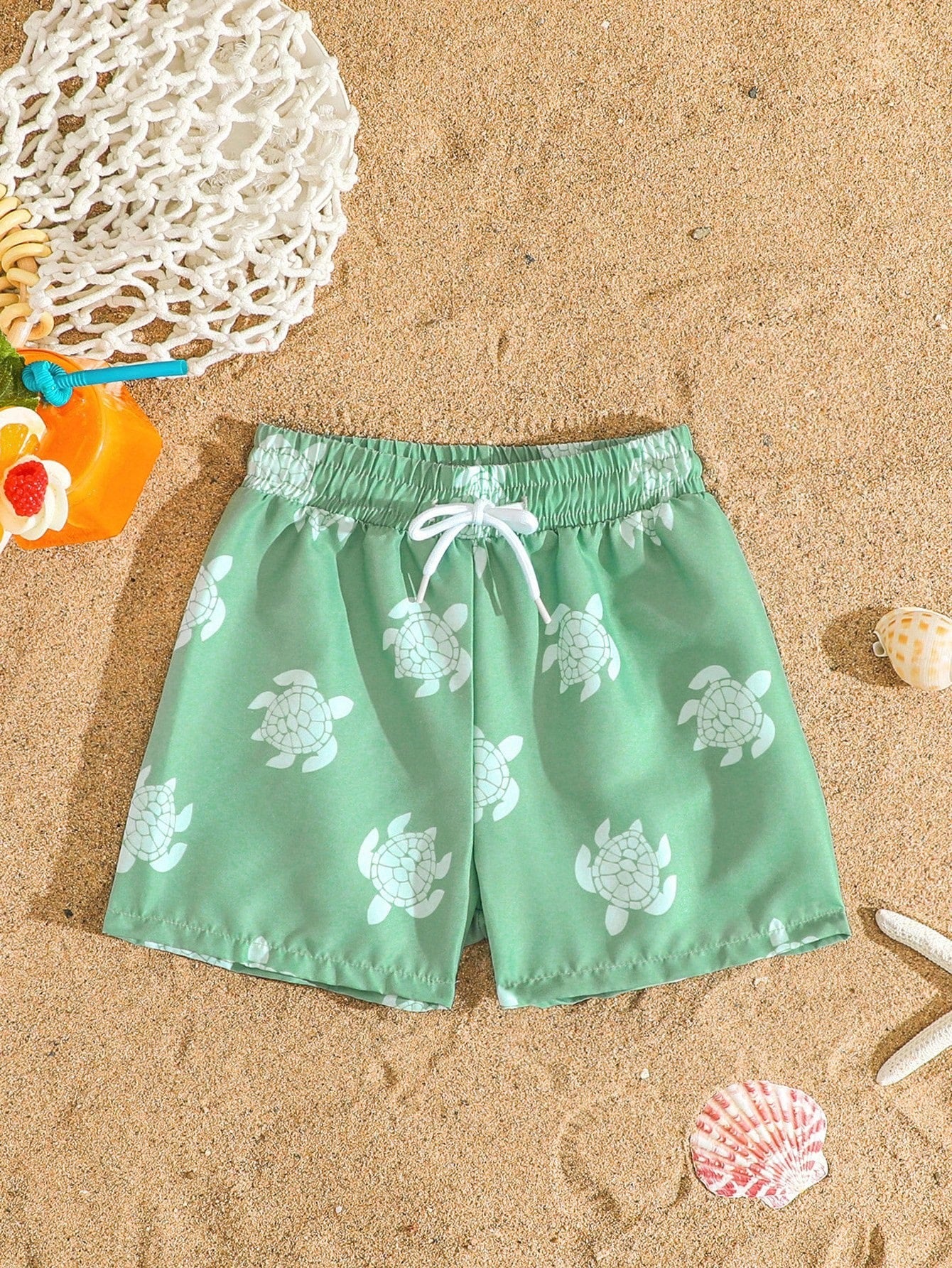 Green Printed Swim Short