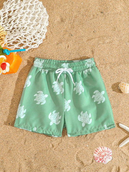 Green Printed Swim Short